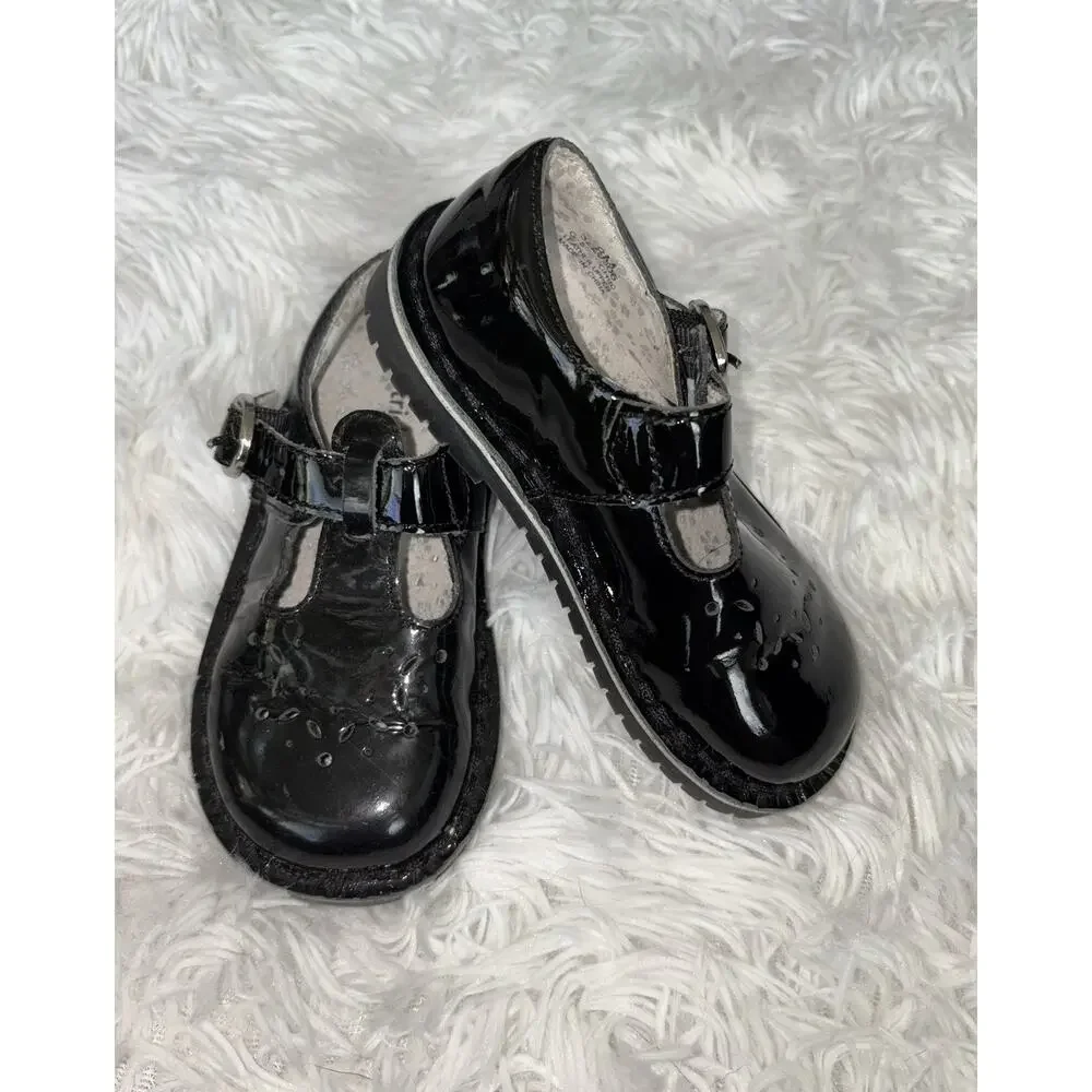 Stride Rite “Beatrix” Toddler 8 Black Shiny Vint Style Buckle Shoes. Exc. Cond